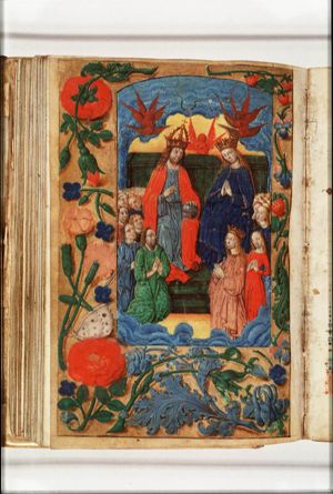 The coronation of Mary: Mary crowned and enthroned next to God
