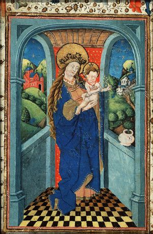 Madonna: Mary standing, holding the Christ-child