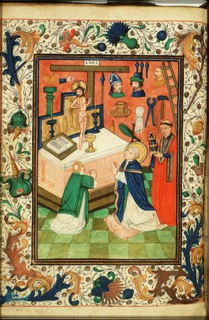 The mass of St. Gregory the Great: Christ appears on the altar