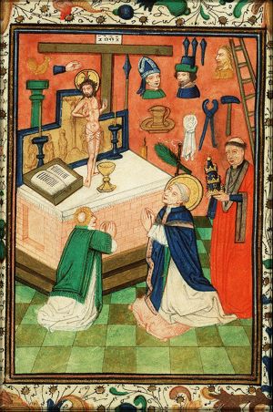 The mass of St. Gregory the Great: Christ appears on the altar