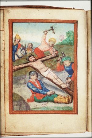 The Crucifixion: Christ is nailed to the cross