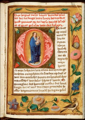 Madonna: Mary standing on the crescent, holding the Christ-child