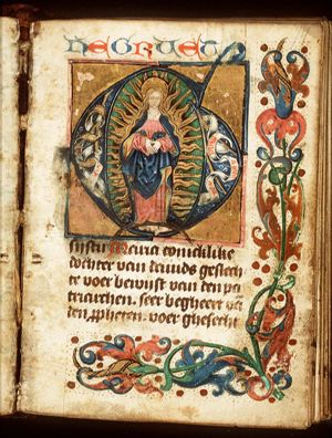 Mary standing on the crescent