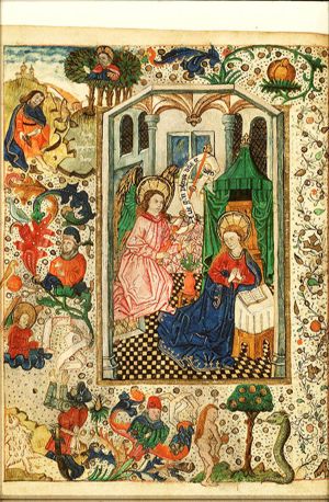 The Annunciation: Gabriel announces Christ's birth to Mary