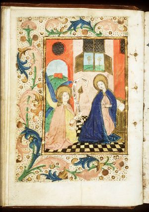 The Annunciation: Gabriel announces Christ's birth to Mary