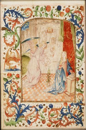The Annunciation: Gabriel announces Christ's birth to Mary