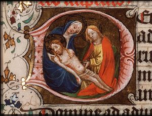 Lamentation: the dead Christ is lamented by Mary and St. John