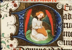 An angel making music
