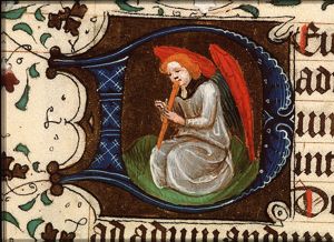 An angel making music