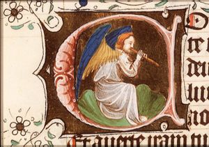 An angel making music