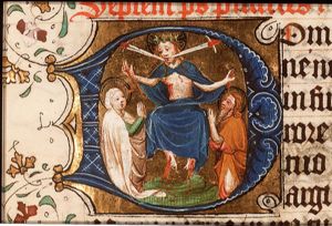 The Last Judgement: Christ on a rainbow with Mary and St. John