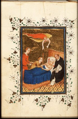 The deathbed of a woman
