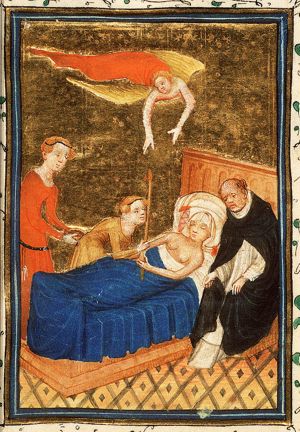 The deathbed of a woman