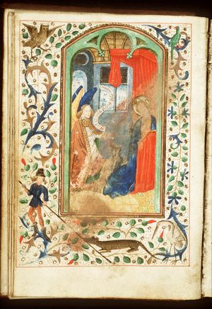 The Annunciation: Gabriel announces Christ's birth to Mary