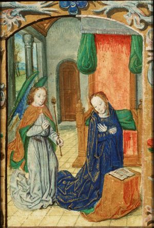 The Annunciation: Gabriel announces Christ's birth to Mary