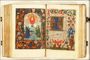 The Last Judgement: Christ on a rainbow raises the dead in the presence of Mary and St. John the Baptist