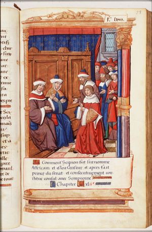 Scipio receiving the surname Africanus and becoming consul