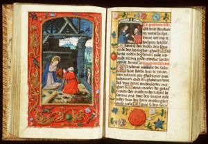 The Nativity: the adoration of the Christ-child by Mary and St. Joseph