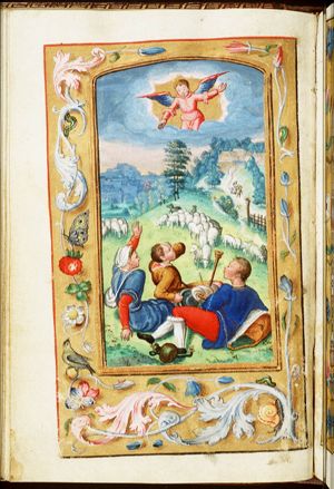 The annunciation of Christ's birth to the shepherds