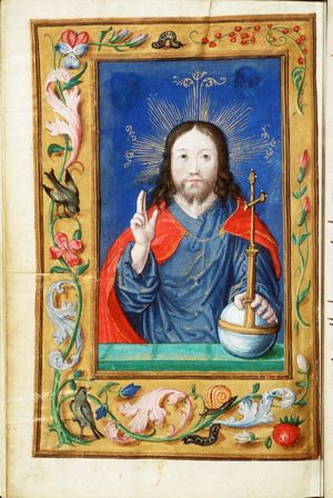 Salvator Mundi: Christ making a blessing gesture and holding an orb