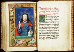 Salvator Mundi: Christ making a blessing gesture and holding an orb