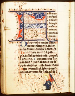 An angel with a scroll