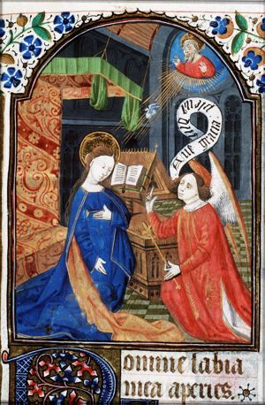 The Annunciation: Gabriel announces Christ's birth to Mary