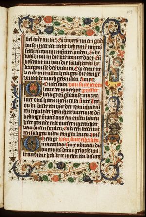St. Hieron of Scotland (St. Jeroen van Noordwijk) holding a sword, with a falcon on his arm