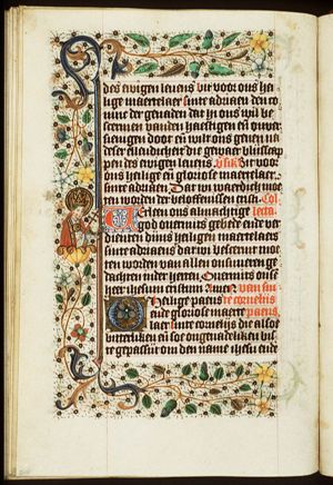 St. Cornelius, Bishop of Rome, holding a crozier and a hunting horn