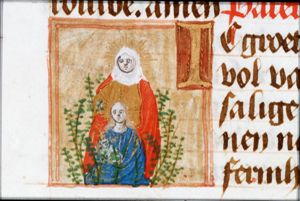 Anna selbdritt: Anna, Mary and the Christ-child close together, in a thyme bush
