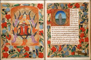 The Trinity: God the Father holding the crucifix (Mercy-Seat), with angels