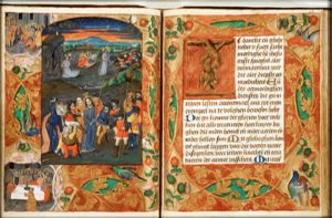 The arrest of Christ: Agony in the Garden; Christ makes himself known: "Ego sum"; the soldiers fall to the ground (background)