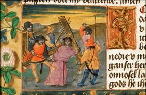 The carrying of the cross: Christ bears the cross