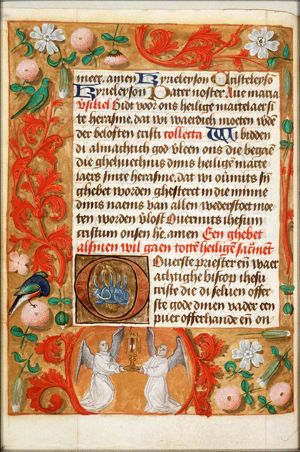 Two angels holding a monstrance