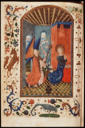 The Annunciation: Gabriel announces Christ's birth to Mary