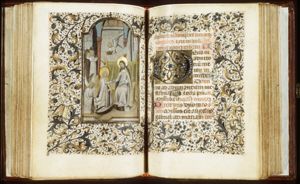 The coronation of Mary by an angel before Christ enthroned in heaven