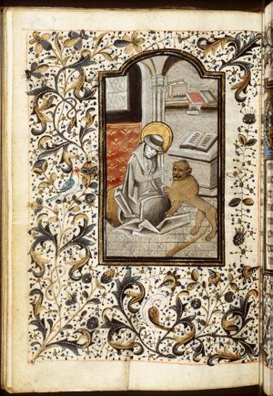 St. Jerome pulling a thorn out of the paw of a lion