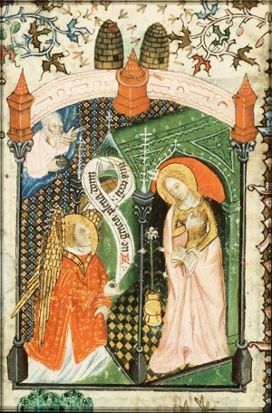 The Annunciation: Gabriel announces Christ's birth to Mary