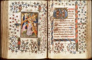 The carrying of the cross: Christ bears the cross with the help of Symon the Cyrenian
