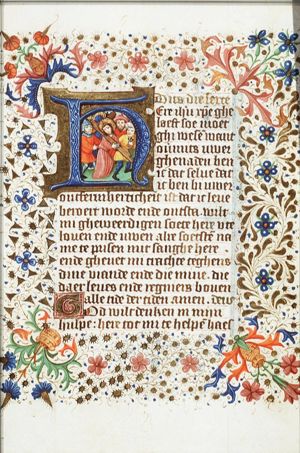 The carrying of the cross: Christ bears the cross with the help of Simon the Cyrenian