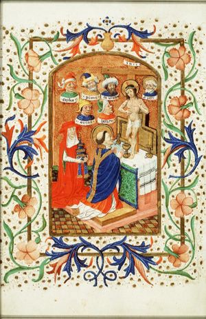 The mass of St. Gregory the Great: Christ appears on the altar
