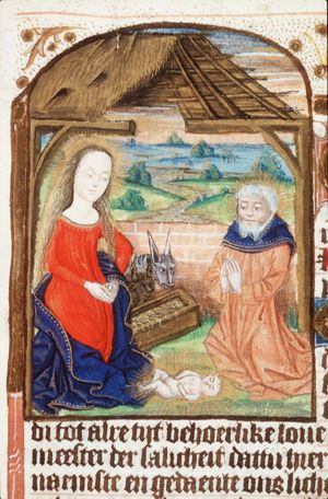 The Nativity: the adoration of the Christ-child by Mary and St. Joseph