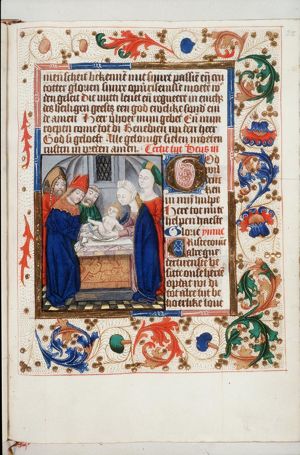 The circumcision of the Christ-child in the temple by a priest