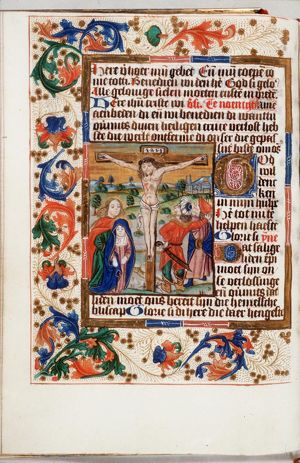 The Crucifixion, with Mary, St. John, the confessing centurion and a soldier(?)