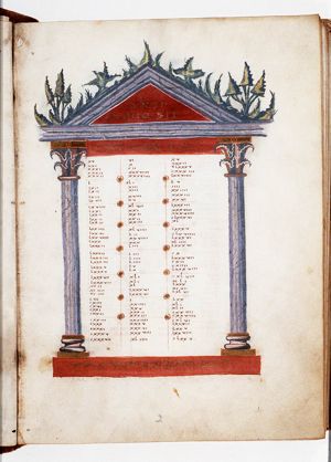 Canontable: table correlating the four Gospels devised by Eusebius of Caesarea