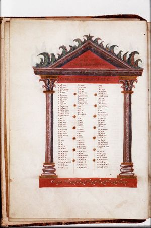 Canontable: table correlating the four Gospels devised by Eusebius of Caesarea