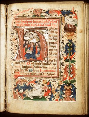 Pentecost: the Holy Spirit descends upon Mary and the apostles