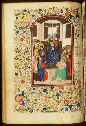 Pentecost: the Holy Spirit descends upon Mary and the apostles