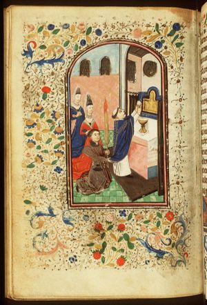Holy Mass, with two female donors(?); altar-piece with the Crucifixion