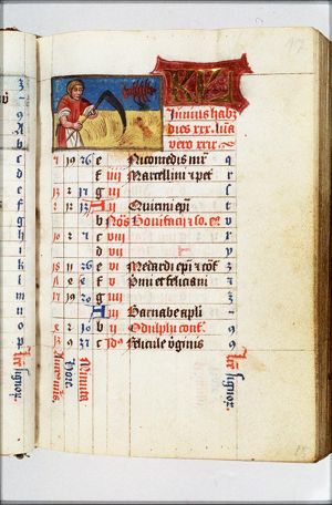 June: a man making hay; Cancer